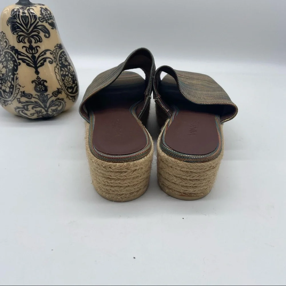 Vince Multi Color Platform Slide Sandals Slip‎ On Shoes Leather